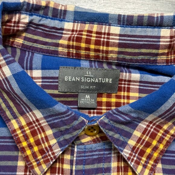 L.L. Bean Men's Signature Slim Fit Flannel Shirt - Blue/Red/Yellow - Picture 3 of 5